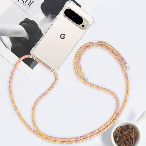 for Google Pixel 10 Pro Crossbody Case Clear Neck Hanging Strap Adjustable Shoulder Lanyard Phone Cover Women Girls Soft TPU Slim Anti-Drop Protection Mobile Case for Pixel 10 Pro - Rainbow - size: for Google Pixel 10 Pro