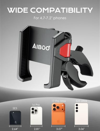Motorcycle Phone Mount,[1s Auto Lock & Vibration Dampener]Anti-Shake Handlebar Cell Phone Clamp,360° Rotation Bike Phone Holder for iPhone 17 16 Pro Max, Samsung Galaxy S25 Ultra, 4.7-7.2" Smartphones - style: Airbag Shock