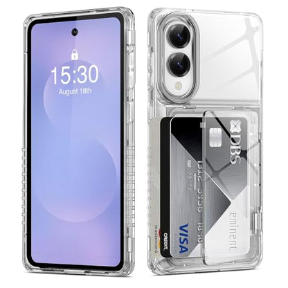 ACANDYA for Samsung Galaxy S25 Edge Case Wallet Clear with Card Holder Protective Shockproof Anti-Scratch Anti-Yellow Heavy Duty Protection Cover for Samsung Galaxy S25 Edge 6.7 inch Transparent - size: for Galaxy S25 Edge