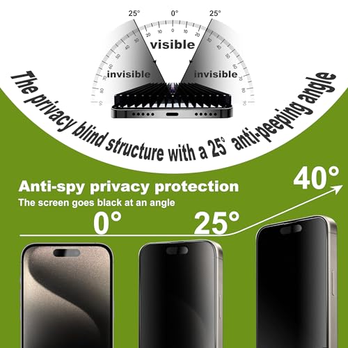 2 Pack Matte Privacy Screen Protector for iPhone 15 Pro 6.1",Anti-Glare Anti-Spy Scratch Resistant Tempered Glass Film,Smooth Responsive Touch Anti-Scratch Glass，Easy to Install - size: for iPhone 15 Pro