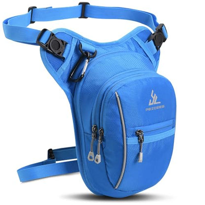 Peicees Motorcycle Leg Bag for Men Womens Thigh Bag, Expandable - color: Blue