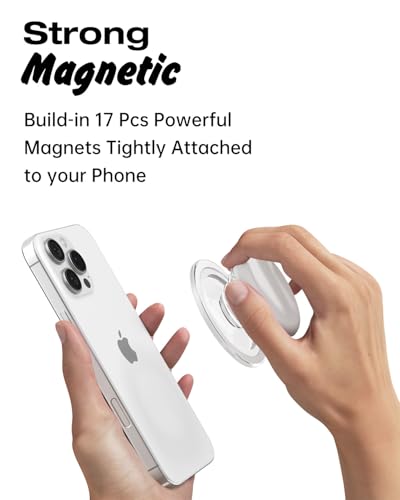 Svanove Silicone Magnetic Phone Grip Compatible with Magsafe Phone Grip Holder, Cute Cell Phones Grips Stand Collapsible Kickstand for iPhone Samsung, Slim Thin Matte Soft Rubber TPU, White - color: White, style: Magnetic