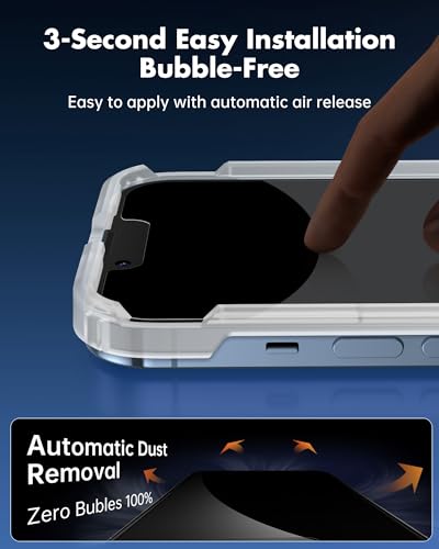 UNBREAKcable 4PCS Screen Protector for iPhone 13 Pro - 2 Privacy Tempered Glass+2 Clear Glass Double Shatterproof [Installation Frame] [9H Hardness] [Case Friendly] Anti-Scratch for iPhone 6.1 inch - size: iPhone 13 Pro