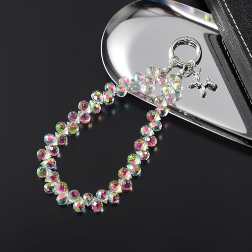 richginker Crystal Beaded Phone Wrist Strap with Tether Tab, Crystal AB - color: Crystal AB
