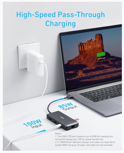 Anker Laptop Docking Station Dual Monitor, 8-in-1 USB C Hub with 4K HDMI