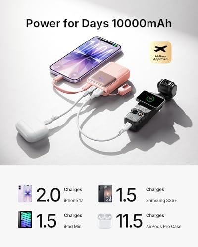 INIU Mini Portable Charger, Small 10000mAh 45W Fast Charging Power Bank - color: Light Pink