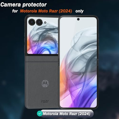 1 Pack Camera Lens Frame for Motorola Razr 2024, 9H Glass Screen Protector Anti-Scratch, Tempered Glass Metal Individual Camera Cover Accessories,Black - size: for Moto Razr 2024