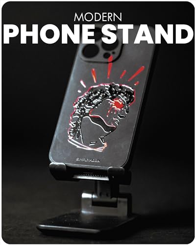 SIMPLYMDRN Foldable Cellphone Stand for Desk, Portable Desktop Cellphone Stand Holder, Height Angle Adjustable Phone Holder Compatible with iPhone 15 14 Pro Max Plus, 13 12 Pro Max Mini, 11, Black