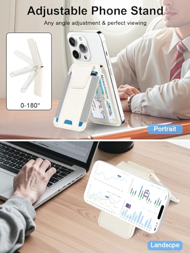 for MagSafe Wallet Works with Apple Find My, Strongest Magnetic Wallet - color: Milky White
