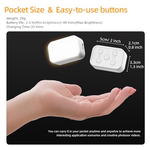 Fotorgear Universal Magnetic Selfie Light for All Smartphones & Gimbals, Slim LED Vlog Fill Light with 3 Color modes, Compatible with iPhone DJI, Insta360
