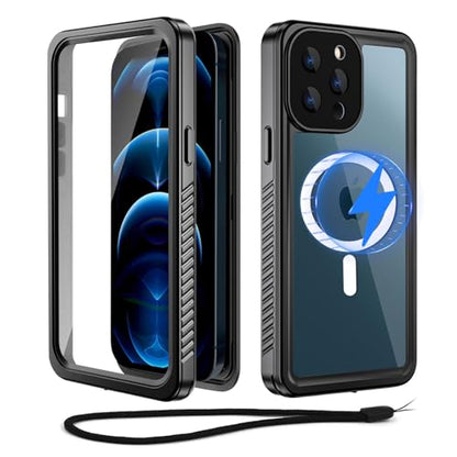 Beeasy for iPhone 12 Pro Max Waterproof Case [Compatible with Magsafe] [Built-in Screen Protector], 360 Full Body Heavy Duty Phone Case, Military Grade Shockproof Dustproof,Magnetic Black - size: iPhone 12 Pro Max (6.7")