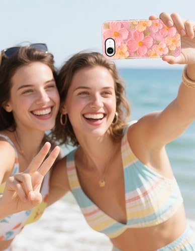Jusy Magnetic Oil Painting Flower Floral Case for iPhone 16e/17e, Pink | Compatible with MagSafe, Cute Aesthetic Flower Design, TPU and PC Protective Phone Cover - color: Pink Oil Painting Flower