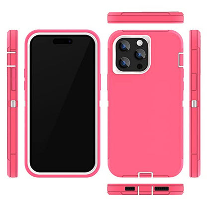 Sansunto Case for iPhone 14 Pro Max, Heavy Duty Defender Shockproof Protective Cover, Dual-Layer Rugged Bumper Phone Case, 6.7 inch. (RoseWhite) - color: RoseWhite