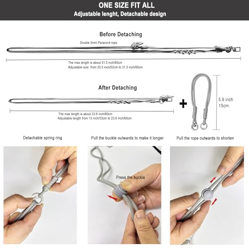 DAOSUN Phone Lanyard CellPhone Strap Crossbody, 3 in 1 Detachable Anti Theft Phone Cross Body Strap - color: Gray-5mm Paracord