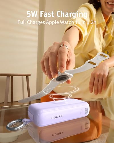 RORRY Flow Portable Charger 10000mAh 40W Wall Plug Power Bank Battery Pack - color: Purple