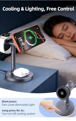 Qi2.2 25W 3 in 1 Magnetic Wireless Charging Station with TEC Active Cooling