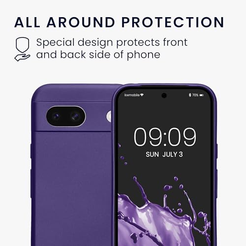 kwmobile Case Compatible with Google Pixel 8a Case -Soft TPU Back Phone Cover - with Metallic Look - Metallic Blue Violet - color: Metallic Blue Violet