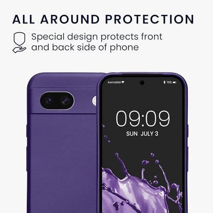 kwmobile Case Compatible with Google Pixel 8a Case -Soft TPU Back Phone Cover - with Metallic Look - Metallic Blue Violet - color: Metallic Blue Violet