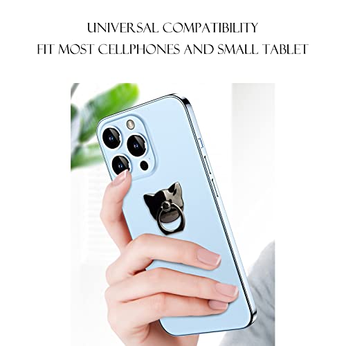[2 Packs] Cat Glossy Cell Phone Ring Holder Stand, 360 Degree Rotation Finger Ring Kickstand with Polished Metal Phone Grip for Magnetic Car Mount, Smartphone Accessories