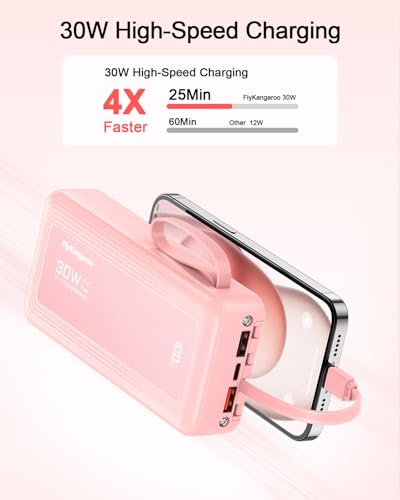 Portable Charger 27000mAh 30W Fast Charging Power Bank - color: Pink, size: 27000Mah