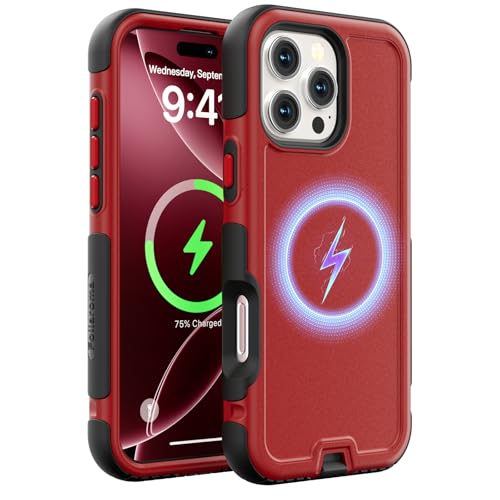 Follaroma for iPhone 16 Pro Max Case, Compatible with MagSafe, Heavy Duty Shockproof Protective Phone Case, Anti-Drop Protection, Dual Layer Magnetic Phone Cover for iPhone 16 Pro Max, 6.9", Red - color: Red, size: iPhone 16 Pro Max 6.9''