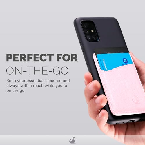 Wallaroo Premium Leather Cell Phone Wallet Stick On - Android and iPhone Wallet and Card Holder for Women and Men - Durable with Non-Slip Lining Secures Up to 3 Cards - color: Rose Gold Leather