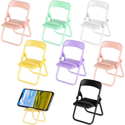 Flutesan 7 Pack Mini Folding Chair Phone Holder Funny Cell Phone Stand - color: Multi, size: M