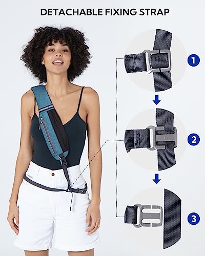 WATERFLY Crossbody Sling Backpack Sling Bag Travel Hiking Chest Bag Daypack | Additional Triangular Strap,Skin-Friendly Shoulder Strap,,Multi-compartment storage,Water-resistant,Breathable back pad - color: Peacock Blue(other Style)