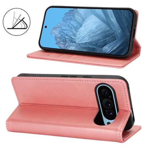 fit for Google Pixel 9/9 Pro Wallet Case,Premium PU Leather Flip Folio Case with Card Slot,Stand Holder,Magnetic Closure TPU Shockproof Interior Protective Case for Pixel 9/9 Pro,Rose Gold | Premium PU Leather, Flip Folio Purse Case, with Card Slot, Stand