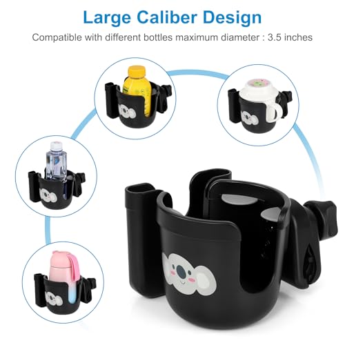 Accmor Wheelchair Cup Holder with Phone Holder, ﻿Universal 360° Rotatable Walker Cup Holder Rollator Scooter Accessory - color: Koala