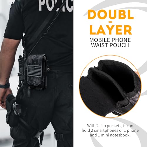 Dual Tactical Phone Pouch Molle Phone Holster Double Capacity Holder Universal Utility EDC Pouch for iPhone 17 Pro Max/17 Pro/16 Pro Max/16 Pro/15 Pro Max/15 - color: Python pattern