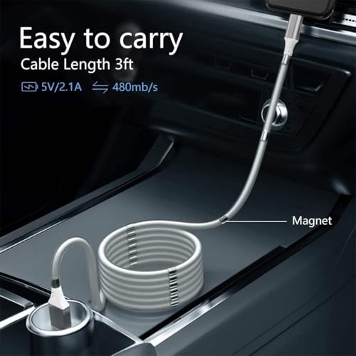 AICase Magnetic Charging Cable,(3FT) Super Organized Charging Magnetic Absorption Nano Data Cable for Phone 14 13 12 11/XS/XS Max/XR/X/8/8 Plus/7/7 Plus/6s/6s Plus/6/6 Plus/SE/5s/5c/5/Pad/Pod - size: 3 ft