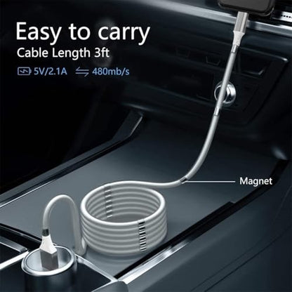 AICase Magnetic Charging Cable,(3FT) Super Organized Charging Magnetic Absorption Nano Data Cable for Phone 14 13 12 11/XS/XS Max/XR/X/8/8 Plus/7/7 Plus/6s/6s Plus/6/6 Plus/SE/5s/5c/5/Pad/Pod - size: 3 ft