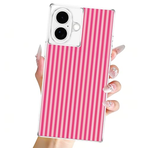 Clear Case for iPhone 17 6,3", Aesthetic Striped Pattern Transparent Cover, Cute Stripes Design, No Yellowing Soft TPU Shockproof Protective Bumper Shell for Women Girls, Pink - color: Pink, size: iPhone 17