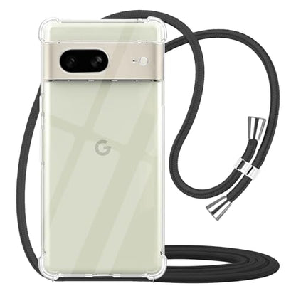 for Google Pixel 7 Clear Lanyard Case Adjustable Shoulder Neck Crossbody Strap Phone Cover Women Girls Soft Slim Bumper Shockproof Protective Mobile Case for Pixel 7 - Black - size: for Google Pixel 7