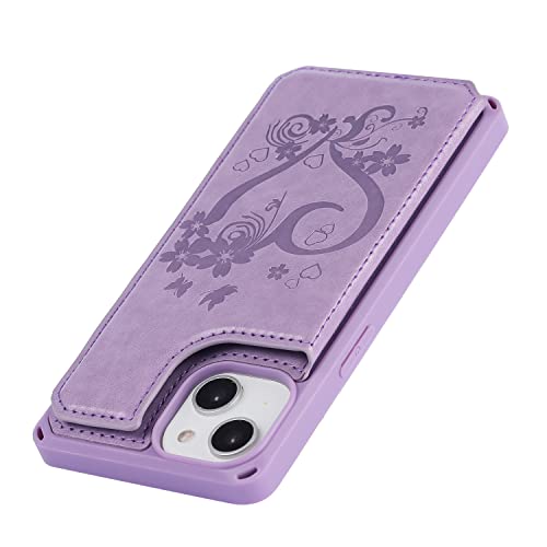 Cavor for iPhone 14 Wallet Case with Card Holder for Women, Purple - color: D-Purple