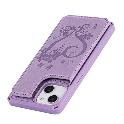 Cavor for iPhone 14 Wallet Case with Card Holder for Women, Purple - color: D-Purple
