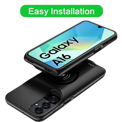 Battery Case for Galaxy A16/ A17, 10000mAh Rechargeable Portable Charging Case with Wireless Charging Compatible for Galaxy A16/ A17 (6.7 inch) with Carplay Extended Battery Pack Charger Case (Black) - size: Galaxy A16/A17