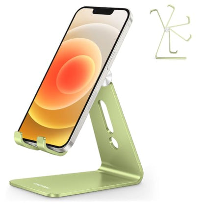 OMOTON C2 Adjustable Aluminum Cell Phone Stand with Charging Cutout, Green - color: Green