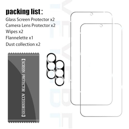 Galaxy A57 / A37 HD Clear Tempered Glass Screen Protector + Camera Lens Protectors, [2+2 Pack] [3D Glass] [Anti-Glare] [Bubble-Free] Screen Protector Glass For Samsung Galaxy A57 / A37 - size: Galaxy A57/A37