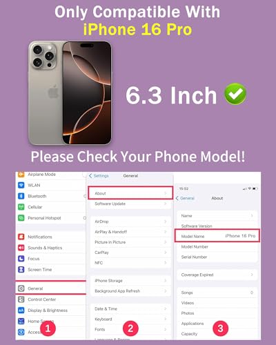 2 Pack for iPhone 16 Pro Privacy Screen Protector 6.3 Inch - color: For iphone 16 Pro Purple