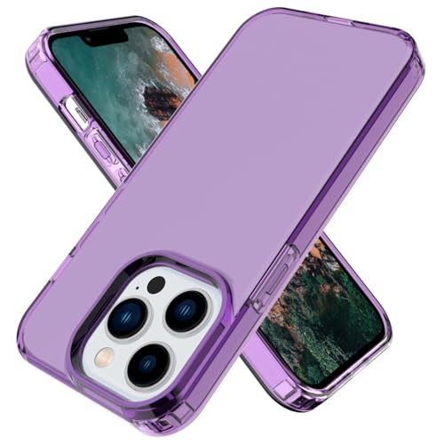 Phone Case for iPhone 14 Pro Clear, [Crystal Clear][Non-Yellowing] Slim Shockproof Reinforced Drop Protective Flexible TPU Back Cover Phone Case for iPhone 14 Pro Protective Case(Purple) - color: Purple