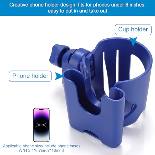 Accmor Stroller Cup Holder, Cup Holder for Walker Bike Wheelchair - color: Cup Phone Holder-Blue