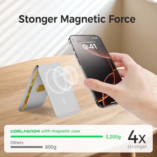 for MagSafe Wallet，Leather Magnetic Wallet for Phone with Adjustable Stand，5 Magnetic Credit Card Holder RFID Blocking for iPhone 17 16 15 14 13 12 Pro Max Air Series (Slim-Gray) - color: Slim-Gray