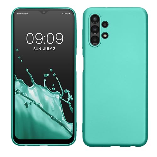 kwmobile Case Compatible with Samsung Galaxy A13 4G Case - Soft Slim Metallic TPU Silicone Cover - Metallic Turquoise - color: metallic turquoise, size: Galaxy A13 4G