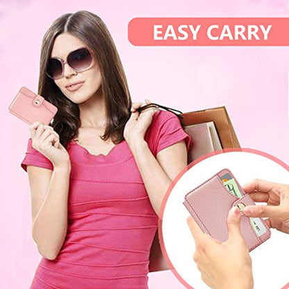 Phone Wallet Stick on for Cases Small Wallet for Women with Adhesive - color: Baby Pink