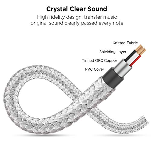 DUKABEL Headphone Splitter, 3.5mm Stereo 2-Way Audio Cable - 20CM / Gray - color: Shinning Silver, size: 9.8 inch / 25 cm
