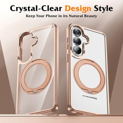 Compatible with Clear Samsung Galaxy S26 Plus Case with 360° Invisible Magnetic Ring Stand [Compatible with Mag-Safe] Shockproof Plating Phone Case for S26+ 6.7",Desert Gold - color: Desert Gold, size: Samsung Galaxy S26 Plus