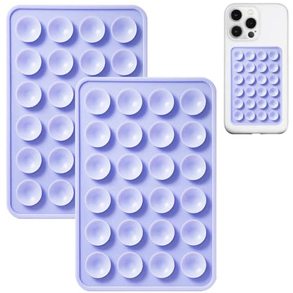 Anteel 2 Pack Silicone Suction Phone Case Mount, Non Slip Sticky Phone Grip for Cellphone, Silicon Adhesive Suction Cup Phone Mount, Strong Grip Holder for Selfies & Videos (Lavender) - color: Lavender