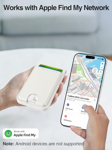 TopMade for MagSafe Wallet Works with Find My, Strongest Magnetic Wallet - color: White